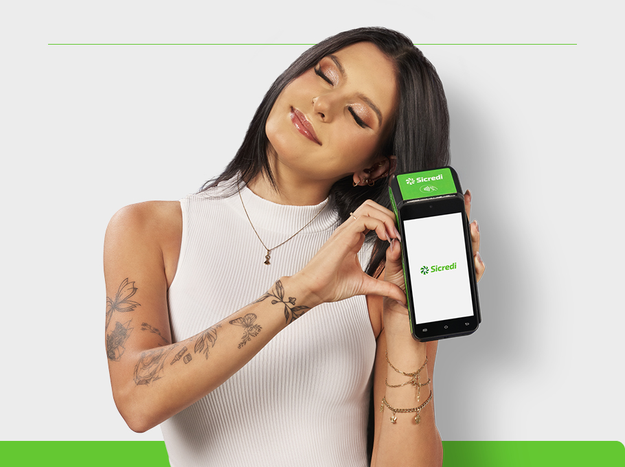 Máquina Smart Sicredi com o menu principal do Menu VIP na tela